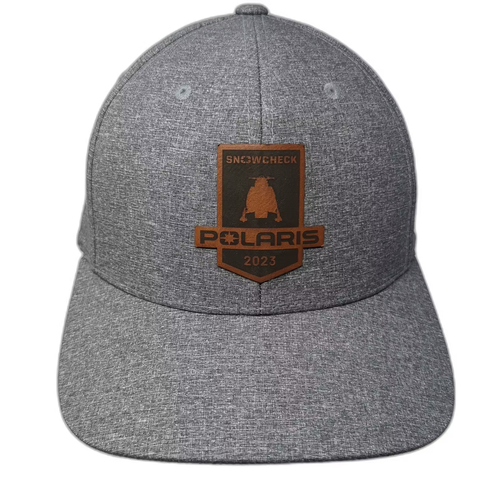 Polaris Baseball Cap Hat Gray Brown Os 2023 Snowcheck Leather Patch Snapback